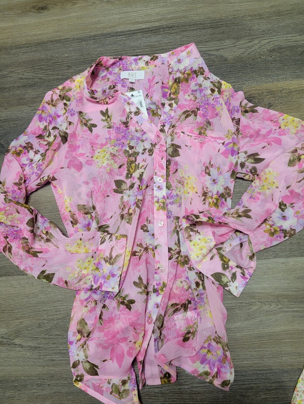 Kut from the Kloth Pink Multi Floral Blouse